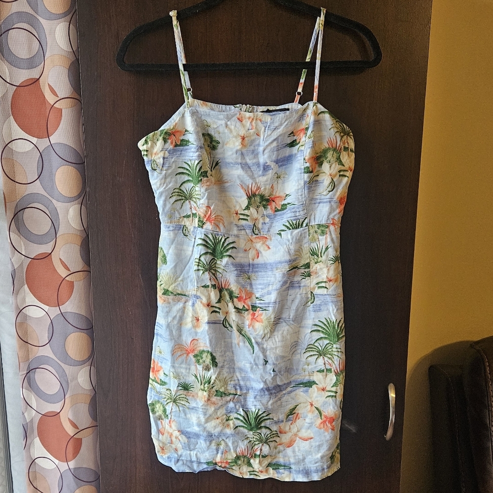 Forever 21 Tropical Print Mini Dress - Blue and Green